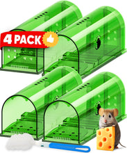 Load image into Gallery viewer, Live Capture Mouse Trap 4 Pack with See Through Body and No Touch Release