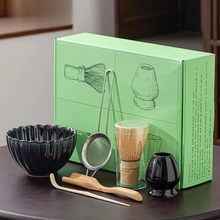 Load image into Gallery viewer, Japanese Matcha Tea Ceremony Set with Bamboo Whisk, Scoop, and Ceramic Bowl