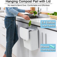 Load image into Gallery viewer, 2.4 Gallon Kitchen Compost Bin For Counter Top Or Under Sink