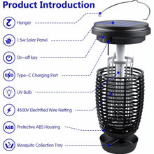 Load image into Gallery viewer, Solar Bug Zapper 2-in-1 Mosquito Killer Lamp - 4500V Indoor and Outdoor Fly Trap