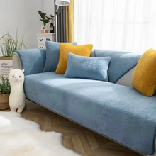 Load image into Gallery viewer, Plush Lamb Wool Sofa Cover, Soft Non Slip Cushion Protector for Modern Living Rooms
