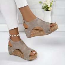 Load image into Gallery viewer, Open Toe Slingback Wedge Sandals
