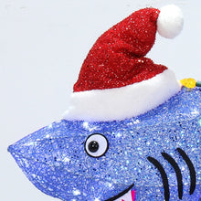 Load image into Gallery viewer, Lighted Shark Yard Decoration with Santa Hat and C6 Bulb String Lights for Christmas Lawns and Patios