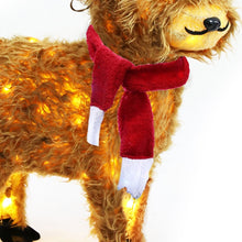 Load image into Gallery viewer, Lighted Highland Cow Yard Decoration with Santa Hat Scarf and Warm White LED Lights for Christmas Lawns