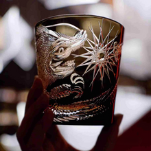 Load image into Gallery viewer, Dragon Hand Cut Crystal Whisky Glass with Loong Pattern