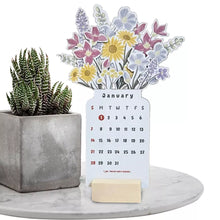 Load image into Gallery viewer, 2025 Bloomy Flowers Desk Calendar Decorative & Functional Planner