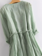Load image into Gallery viewer, Cotton and linen ruffle dress