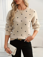 Load image into Gallery viewer, Womens Polka Dot Crew Neck Sweater with Soft Warm Knit and Relaxed Fit in Khaki or Gray