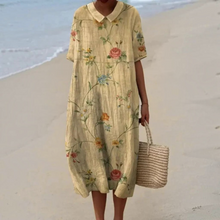 Load image into Gallery viewer, Womens Casual Cotton Linen Shirt with Retro Floral Print