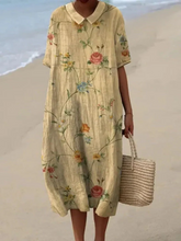 Load image into Gallery viewer, Women's Casual Cotton Linen Shirt with Retro Floral Print