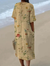 Load image into Gallery viewer, Women's Casual Cotton Linen Shirt with Retro Floral Print