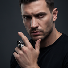 Load image into Gallery viewer, Grim Reaper Skull Ring for Men, Stainless Steel Punk Biker Jewelry