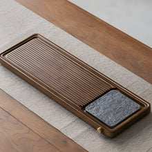Load image into Gallery viewer, Solid Wood Tea Tray, Rectangular Bamboo Drainage Tea Table for Gongfu Brewing