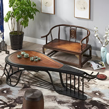 Load image into Gallery viewer, Zen Style Solid Wood Tea Table with Wrought Iron Frame