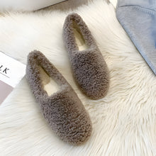 Load image into Gallery viewer, Women's Winter Wool Slippers with Curly Sheep Fur and Cozy Cotton Lining