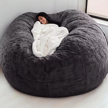 Load image into Gallery viewer, Giant 5ft Fluffy Faux Fur Bean Bag Cover – Ultra-Soft Lounge Sofa (Cover Only)