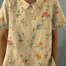 Load image into Gallery viewer, Womens Casual Cotton Linen Shirt with Retro Floral Print