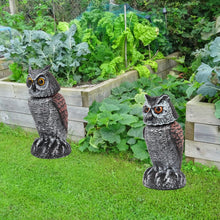Load image into Gallery viewer, Realistic 2-Pack Owl Decoy with Rotating Head – Outdoor Bird & Pest Repellent