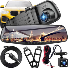 Load image into Gallery viewer, Rear View Camera Mirror 4.3" 1080P Dual Dash Cam – Full HD Car Recorder with Parking Monitor & Reversing Assist