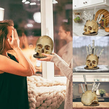 Load image into Gallery viewer, Gothic Skull Knife Holder – Decorative Resin Kitchen Organizer