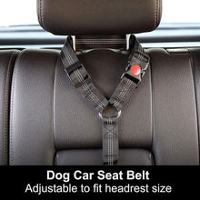 Load image into Gallery viewer, Adjustable Reflective 2-in-1 Dog Car Seatbelt Tether with Headrest Restraint