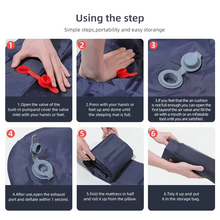 Load image into Gallery viewer, Inflatable Camping Sleeping Pad with Built-in Pillow Self-Inflating Air Cushion for Hiking and Outdoor Travel
