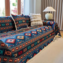 Load image into Gallery viewer, Nomad Dream Boho Couch Cover, Vintage Geometric Chenille Furniture Protector