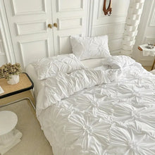 Load image into Gallery viewer, Ruffle Flower Quilt Cover Set with Pinch Pleated Design
