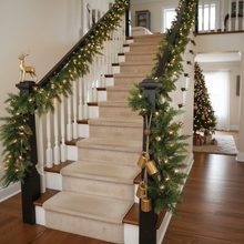 Load image into Gallery viewer, Two Piece Artificial Cedar Garland Set with Hand Tied Hanging Loops, Six Feet Long Each for Stairs and Mantels