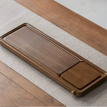 Load image into Gallery viewer, Solid Wood Tea Tray, Rectangular Bamboo Drainage Tea Table for Gongfu Brewing