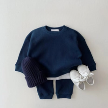 Load image into Gallery viewer, Cozy Waffle Cotton Sweatshirt and Pants Set for Baby Boys