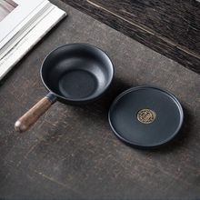 Load image into Gallery viewer, Black Sandalwood Handle Coarse Pottery Tea Strainer with Integrated Tea Filter