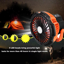 Load image into Gallery viewer, Rechargeable Camping Fan with LED Light, Remote Control and Hanging Hook