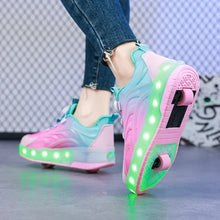 Load image into Gallery viewer, LED Roller Skate Shoes for Kids, Light-Up USB Rechargeable Sneakers