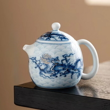 Load image into Gallery viewer, Blue and White Chinese Dragon Ceramic Gaiwan Tea Set