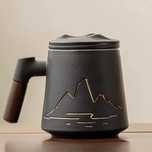 Load image into Gallery viewer, Large Ceramic Tea Cup with Lid and Built-In Filter for Home or Office