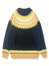 Load image into Gallery viewer, Womens Chunky Jacquard Round Neck Sweater with a Nature Inspired Pattern in Eight Colors