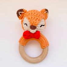 Load image into Gallery viewer, Crochet Baby Rattle in Wood and Yarn