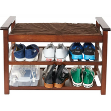 Load image into Gallery viewer, Large Capacity Cushioned Entryway Shoe Storage Rack Bench