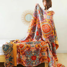 Load image into Gallery viewer, Sunrise Boho Reversible Blanket, 100% Cotton Cooling Quilt