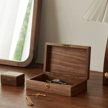 Load image into Gallery viewer, Walnut Jewelry Organizer Box with Lock and Minimalist Design
