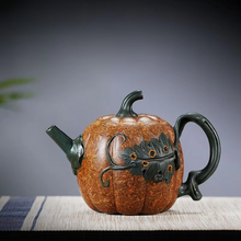 Load image into Gallery viewer, Handmade Yixing Purple Clay Pumpkin Teapot 15 oz – Traditional Chinese Zisha Tea Maker