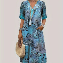 Load image into Gallery viewer, 2025 Chic Leopard Print Maxi Dress - V-Neck & Short Sleeve