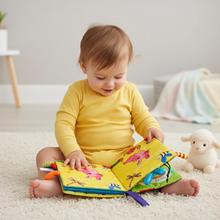 Load image into Gallery viewer, Soft Baby Cloth Book with Animal Tails and Sound Paper for Early Learning and Play