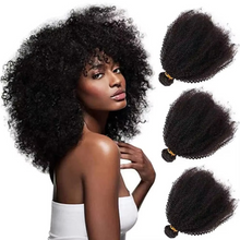 Load image into Gallery viewer, Afro Kinky Curly Brazilian Virgin Human Hair Bundles, Double Weft Extensions