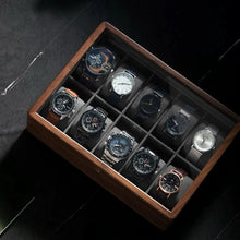 Load image into Gallery viewer, Walnut Watch Collection Box With Glass Top