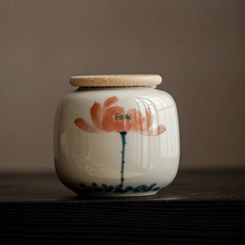 Load image into Gallery viewer, Small Hand Painted Ceramic Tea Caddy and Storage Jar