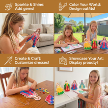 Load image into Gallery viewer, Kids Craft and Coloring Book with Princess Dress Templates