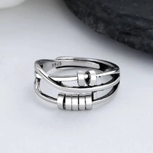 Load image into Gallery viewer, Adjustable Sterling Silver Spinner Ring, Fidget Ring with Rotating Band for Everyday Wear