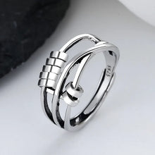 Load image into Gallery viewer, Adjustable Sterling Silver Spinner Ring, Fidget Ring with Rotating Band for Everyday Wear